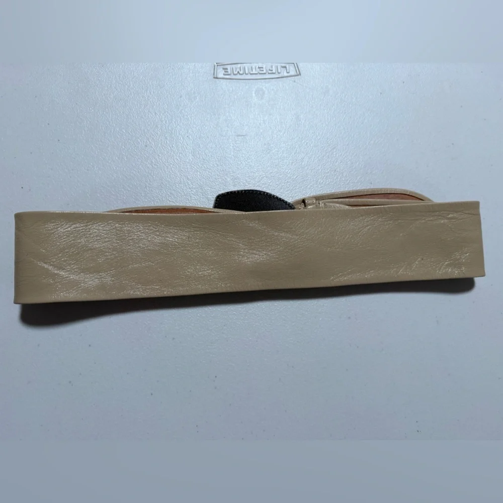 VTG 70s 80s Tan Leather Cinch Belt No Size Snakeskin Soft Retro Artsy